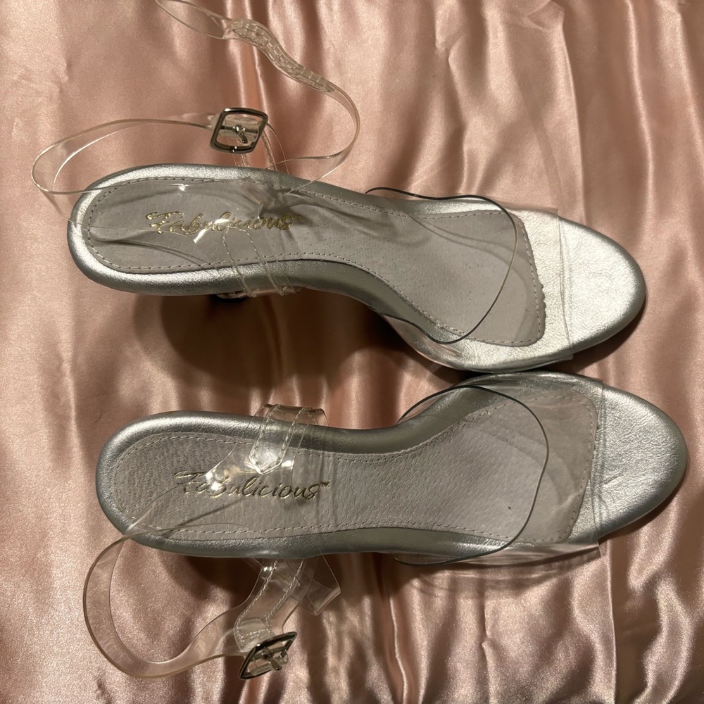 Fabulicious clear kitten heels. Size 9 (fits like 8.5)